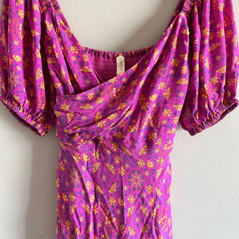Spell & The Gypsy Madame Peacock Sweetheart Mini Dress | Boysenberry | Size Smal